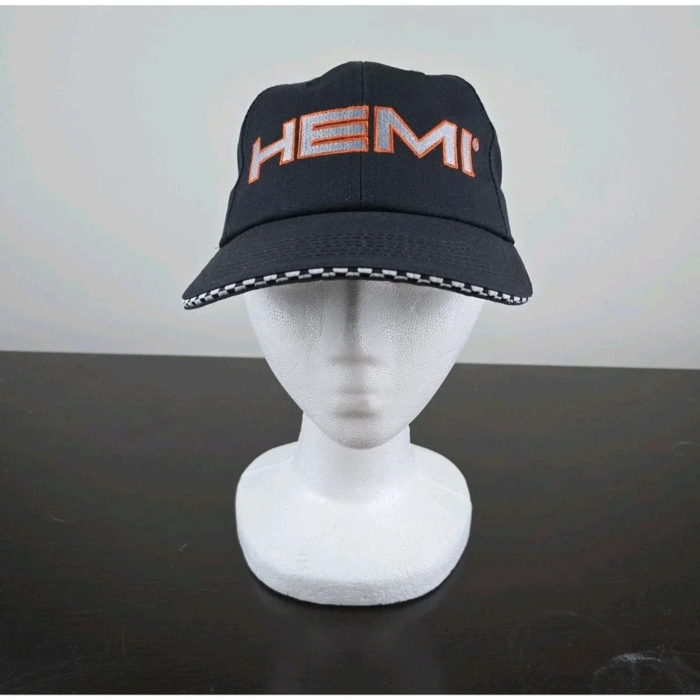 Vintage HEMI Daimler Chrysler Racing Stripe Brim Strapback Hat OSFA Made‎ In USA